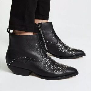 Dolce Vita Uma Black & Silver Studded Ankle Booties Size 7 EUC